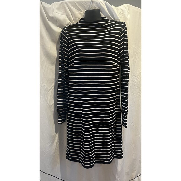 Ann Taylor Dress Black Striped Lantern Sleeve Shift  Size Small New With Tags - Picture 4 of 9